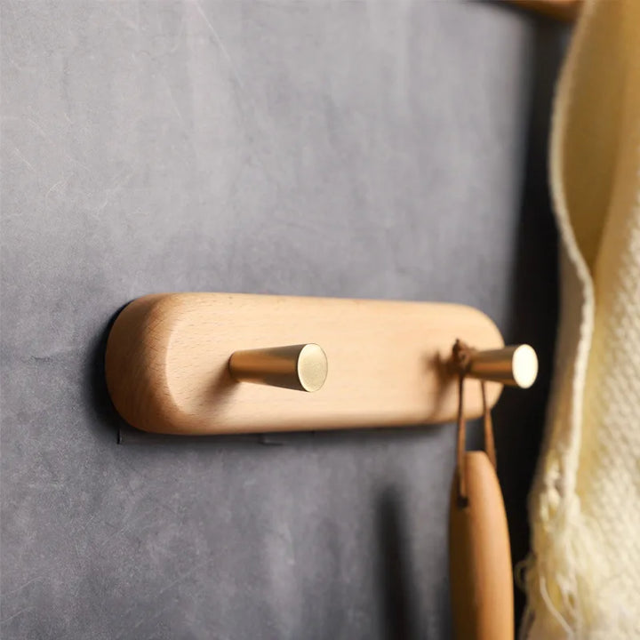 Black Walnut Wall Hook with Brass – Modern Clothes Hanger