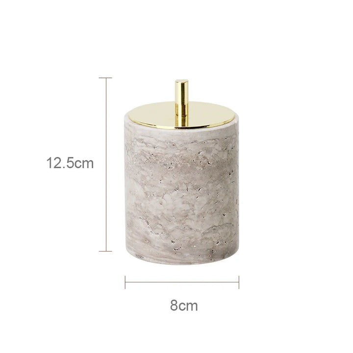 Grigio Travertine Bathroom Set – Antique Natural Stone Accessories with Soap Dispenser, Tray, Diffuser & More