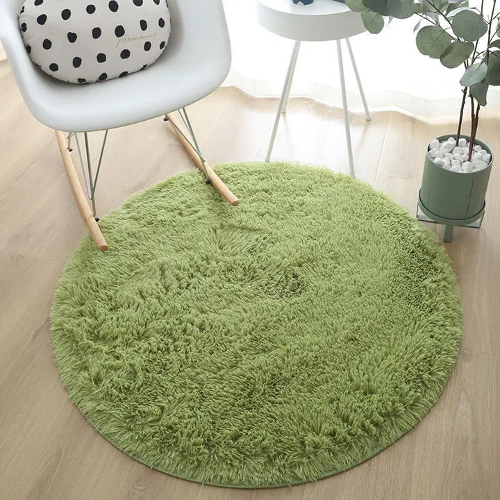 Round Plush Rug – Soft Fluffy Carpet for Living Room & Bedroom