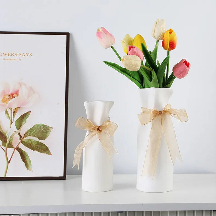 Ceramic Paper Bag Vase – Nordic Modern Home Decoration