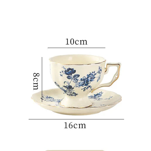 Vintage Lemon Porcelain Coffee Mug with Tray