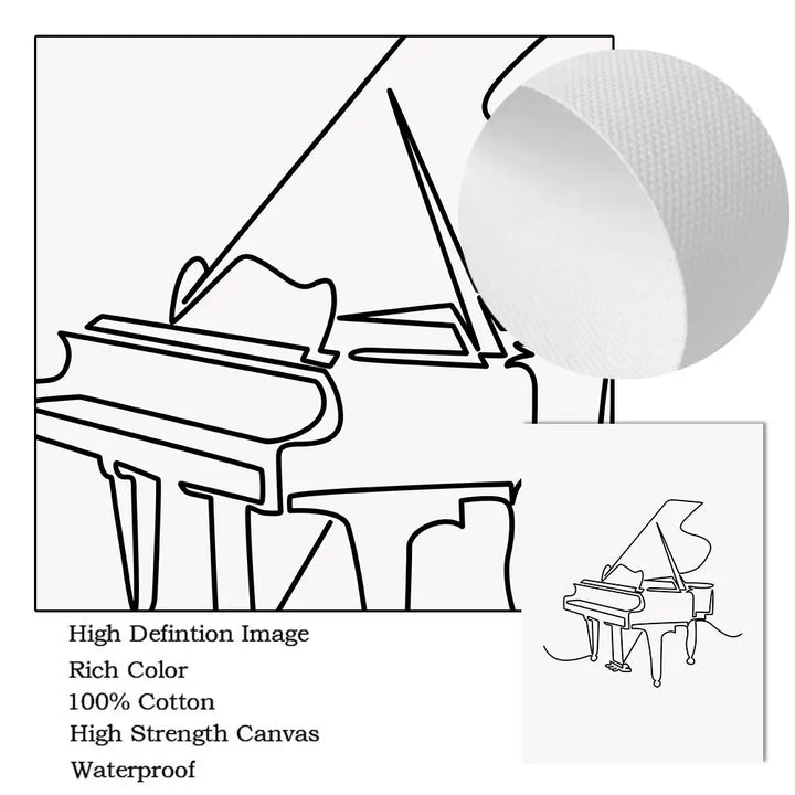 Lienzo abstracto con teclado de piano en blanco y negro: pósteres de pared con partituras nórdicas para decorar el dormitorio y la sala de estar.