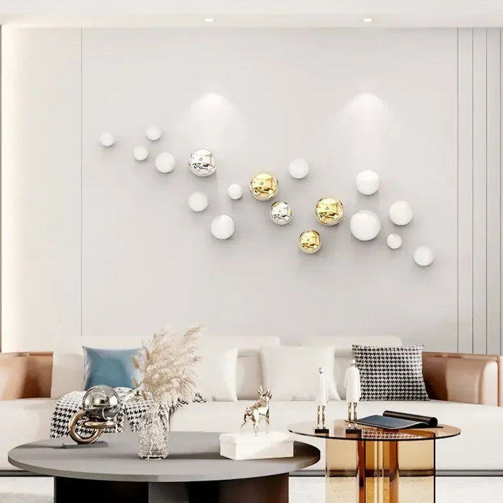 Golden and Silver Ball Wall Hanging Set – Modern Decor