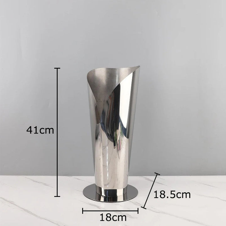 Silver-Plated Metal Vase – Modern Decorative Flower Pot