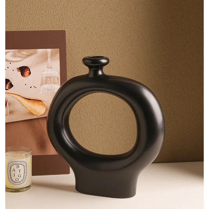 Zebra Striped Ceramic Vase – Modern Tabletop Decor