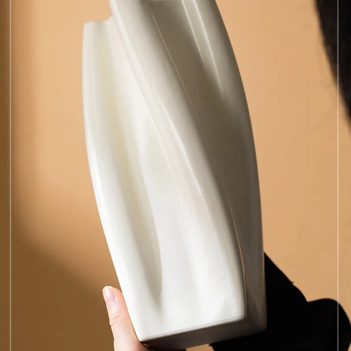 Colorful Curved Ceramic Vase – Modern Table Centerpiece