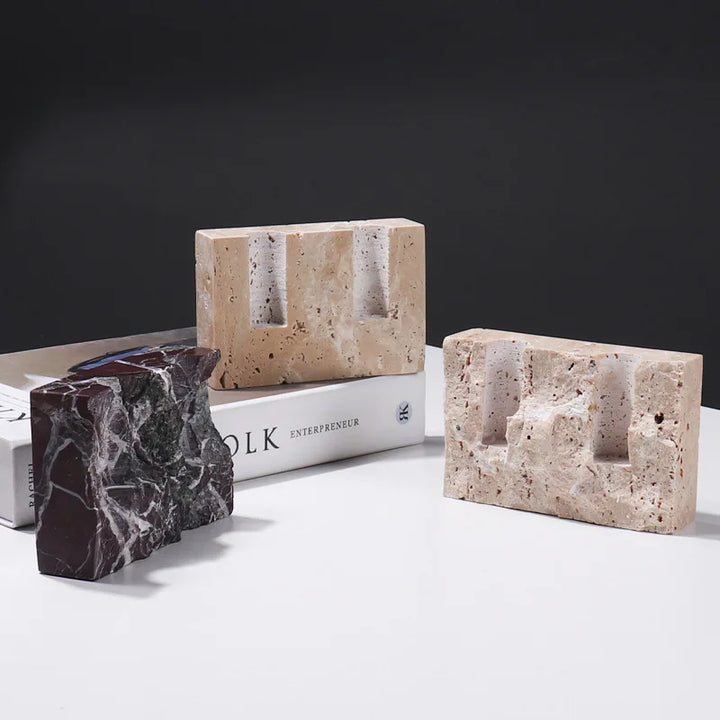 Natural Marble Candle Holder – Vintage Travertine Candlestick