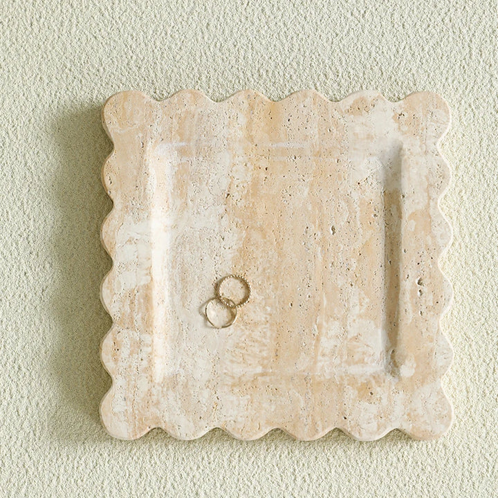 Travertine Scalloped Edge Vanity Tray
