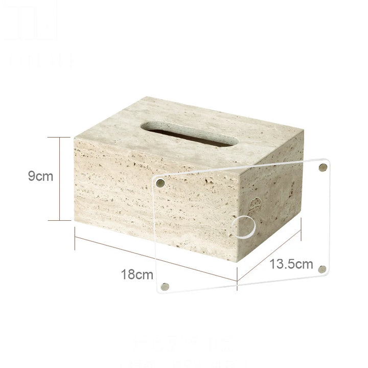 Beige Travertine Marble Bathroom Set – 9-Piece Natural Stone Accessories with Soap Dispenser, Diffuser, Tray & More