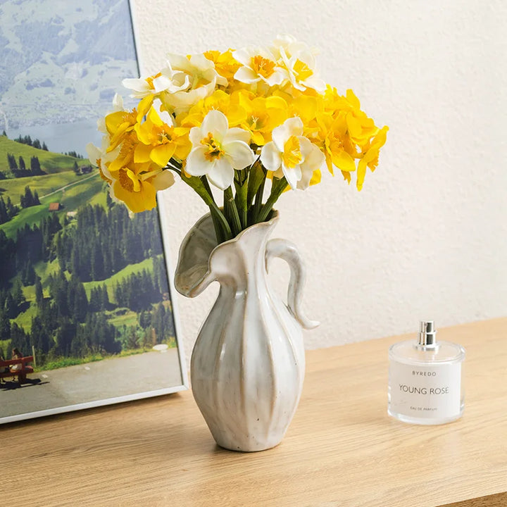 One-Handled Ceramic Vase – Modern Nordic Minimalist Decor