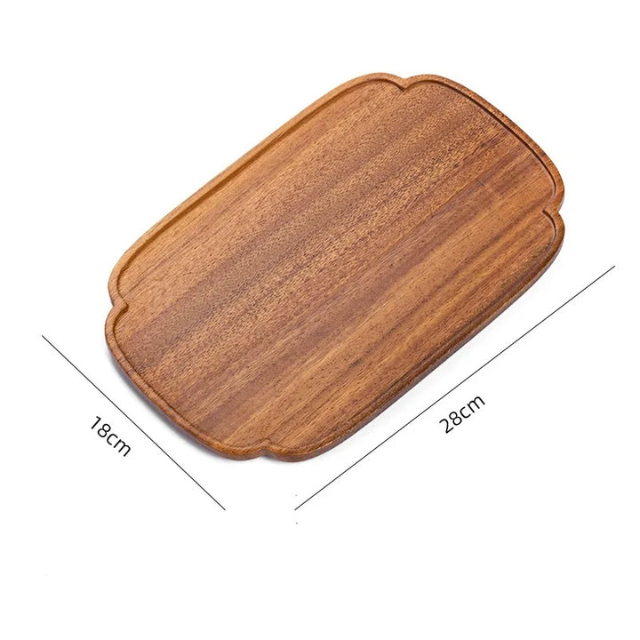 Japanese Walnut Wood Cloud Plate – Square Wooden Tray for Snacks, Fruits, or Breakfast | Minimalist Decorative Serving Platter for Dining & Living Room