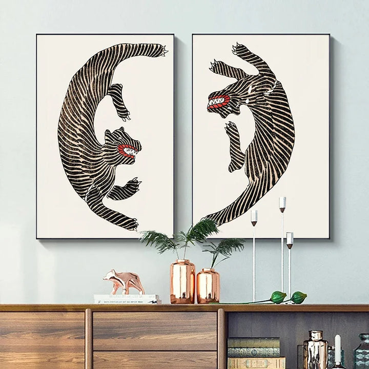 Japanese Tiger Canvas – Minimalist Animal Wall Art