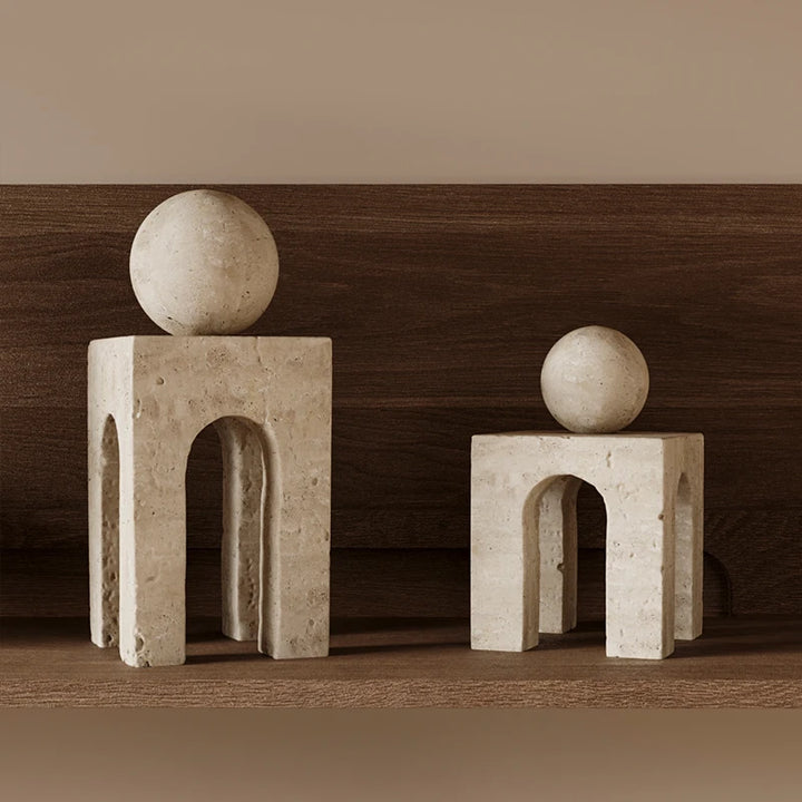 Modern Travertine Arch Sculpture – Decorative Statue