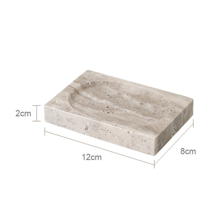 Grigio Travertine Bathroom Set – Antique Natural Stone Accessories with Soap Dispenser, Tray, Diffuser & More