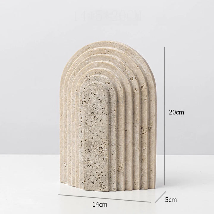 Minimalist Travertine Stone Sculpture – Luxury Natural Marble Ornament for Coffee Table, Shelf, Entryway, or Living Room Decor