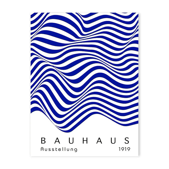 Blue Bauhaus Abstract Art Poster – Modern Canvas Wall Print