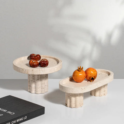 Travertine Marble Tray – Decorative Catchall for Perfume & Jewelry