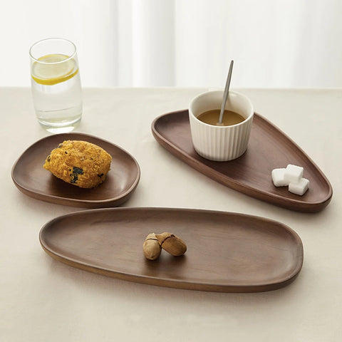 Black Walnut Wooden Tray – Japanese Irregular Dessert Plate
