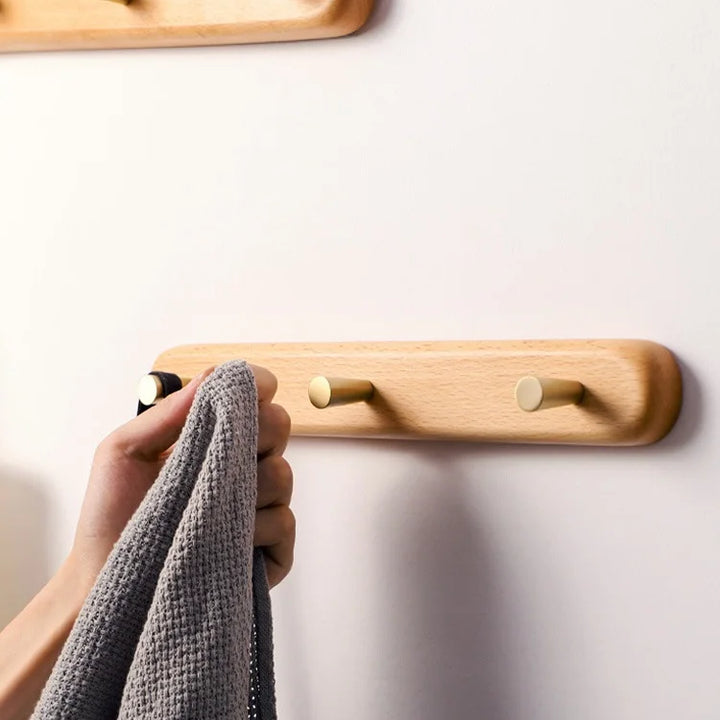 Black Walnut Wall Hook with Brass – Modern Clothes Hanger