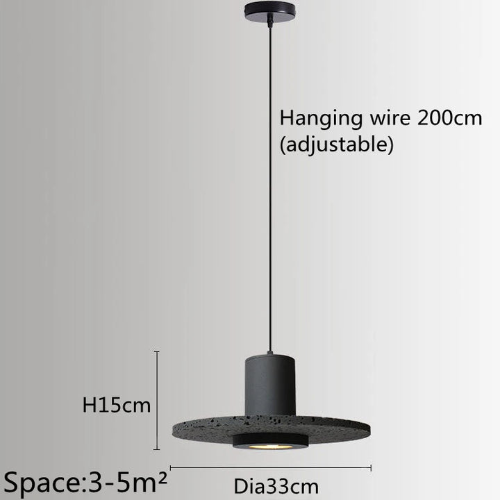 Industrial Black Stone Pendant Lamp – Nordic Retro LED Chandelier