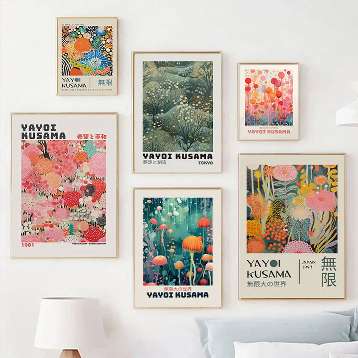 Yayoi Kusama Jellyfish Canvas – Colorful Nordic Wall Art