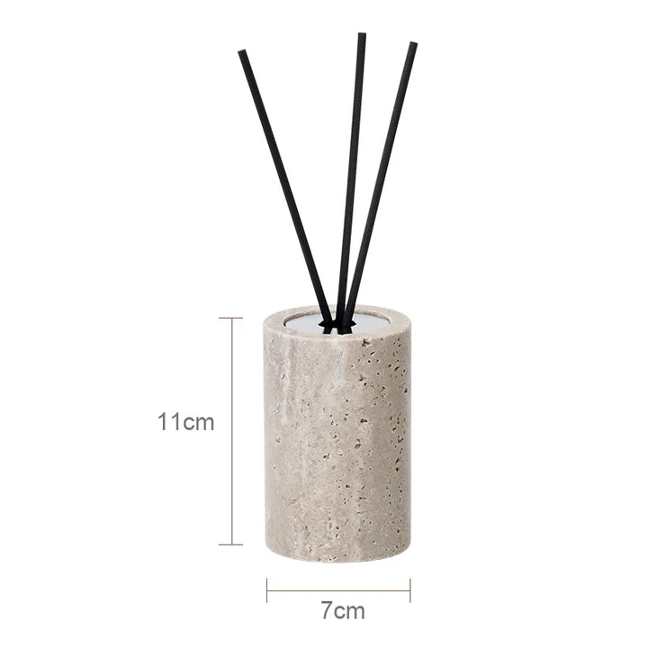 Grigio Travertine Bathroom Set – Antique Natural Stone Accessories with Soap Dispenser, Tray, Diffuser & More
