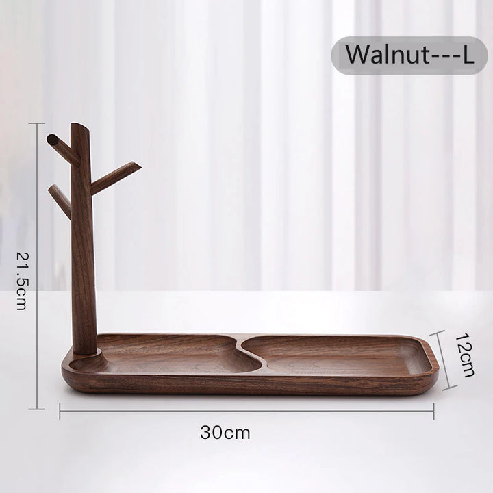 Wooden Key Storage Tray with Tree Design – Entrance Foyer Organizer, Jewelry Holder & Decorative Display Stand