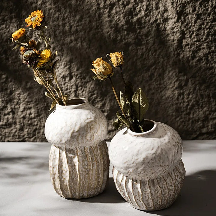 Gourd-Shaped Ceramic Vase – Nordic Boho Table Decor