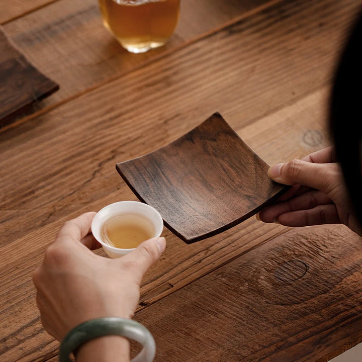 Black Walnut Wood Serving Tray – Handmade Tea & Snack Organizer for Desserts, Nuts, and Home Table Decor