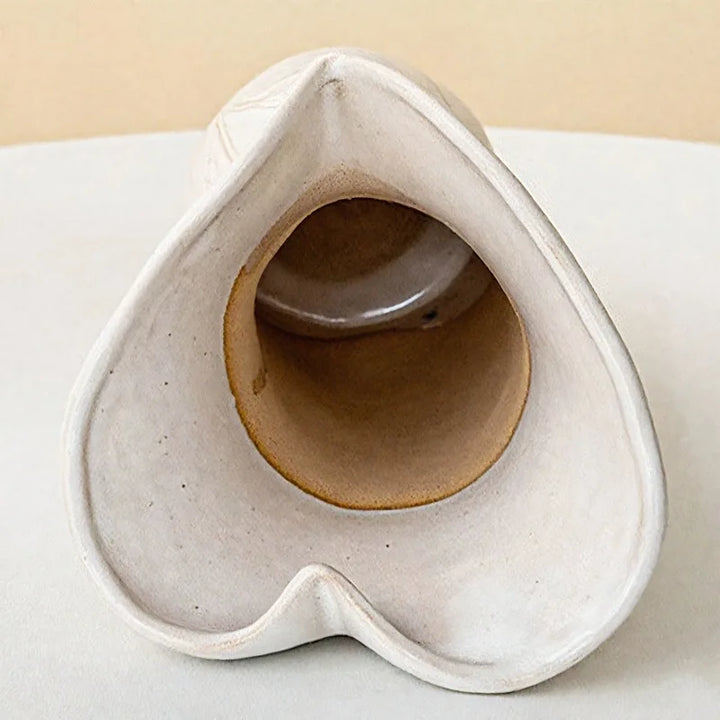 Nordic Ceramic Wavy Vase – Minimalist Textured Centerpiece