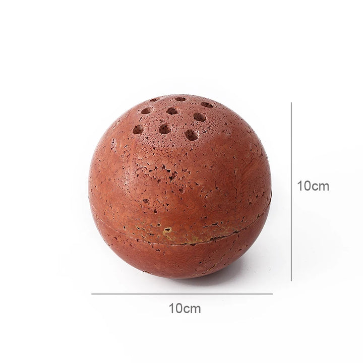 Beige Travertine 9-Hole Sphere Incense Burner