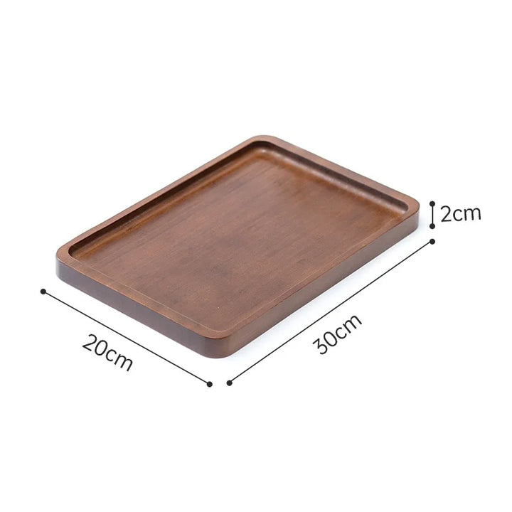Bamboo Tea Serving Tray with Metal Handle – Right-Angled Wooden Breakfast Tray for Snacks, Drinks, Hotel & Home Use