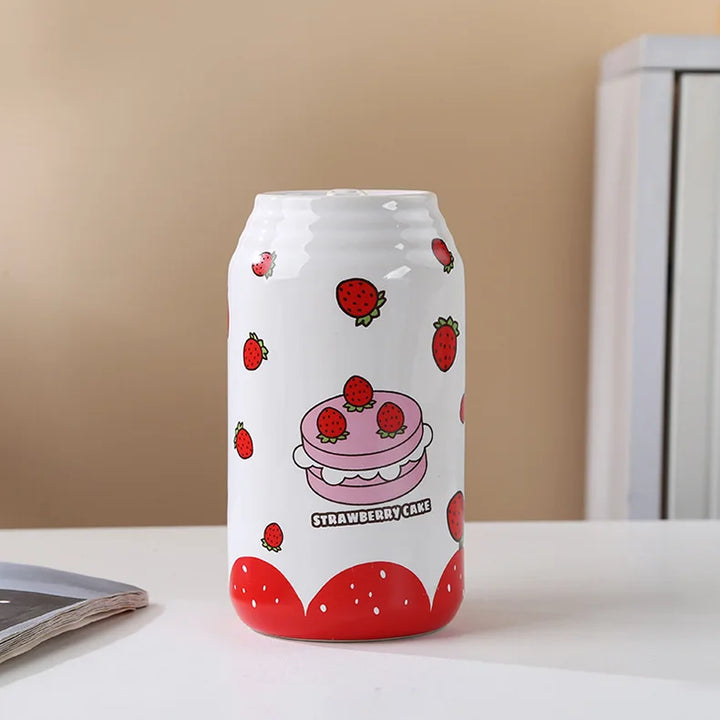 Pop Art Ceramic Can Vase – Modern Flower Holder