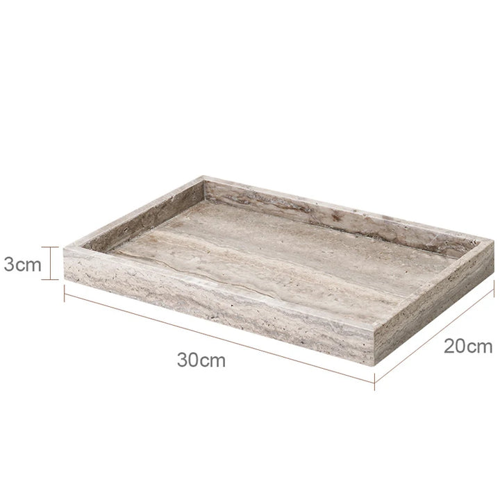 Grigio Travertine Bathroom Set – Antique Natural Stone Accessories with Soap Dispenser, Tray, Diffuser & More