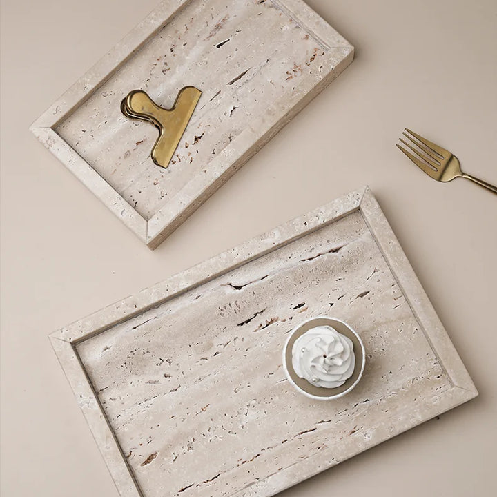 Minimalist Travertine Marble Tray – Vanity & Jewelry Decor