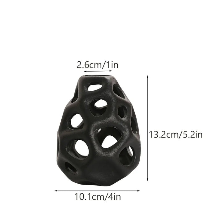Hollow Out Ceramic Vase – White & Black Nordic Accent Decor for Home, Office & Living Room