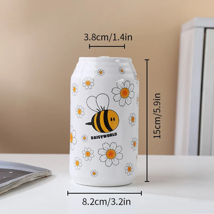 Pop Art Ceramic Can Vase – Modern Flower Holder