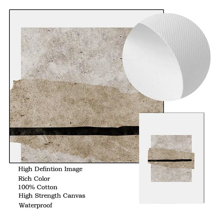 Beige and Black Abstract Line Art – Minimalist Canvas Wall Decor