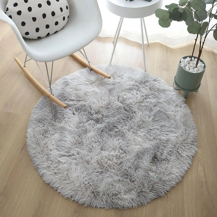 Round Plush Rug – Soft Fluffy Carpet for Living Room & Kids Room