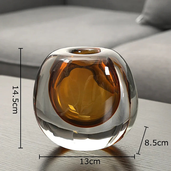 Gradient Glass Vase – Transparent Round Flower Pot Decor