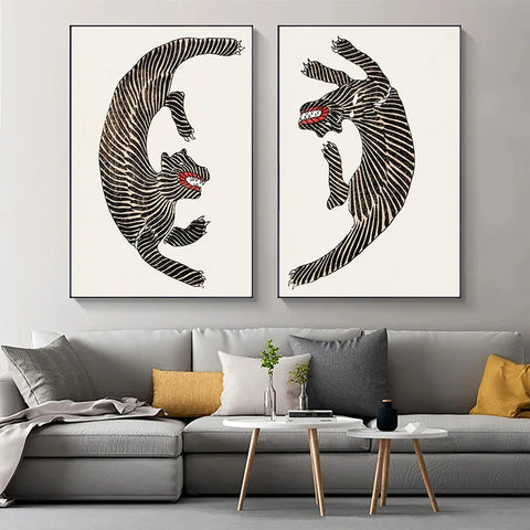 Japanese Tiger Canvas – Minimalist Animal Wall Art