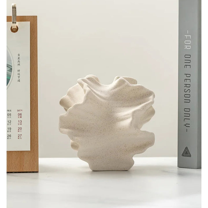 Abstract Ceramic Wrinkle Vase – Modern Decorative Flower Pot