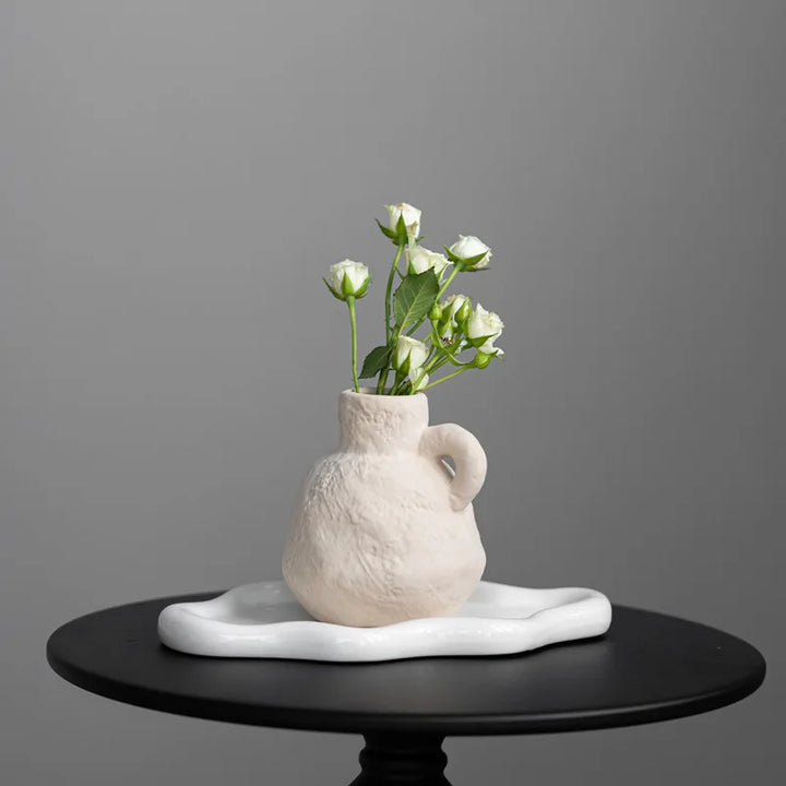Mini Ceramic Bud Vase – Stone-Look Small Flower Pot Decor