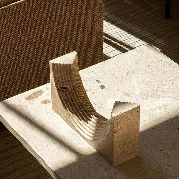 Minimalist Travertine Sculpture – Luxury Marble Home Décor
