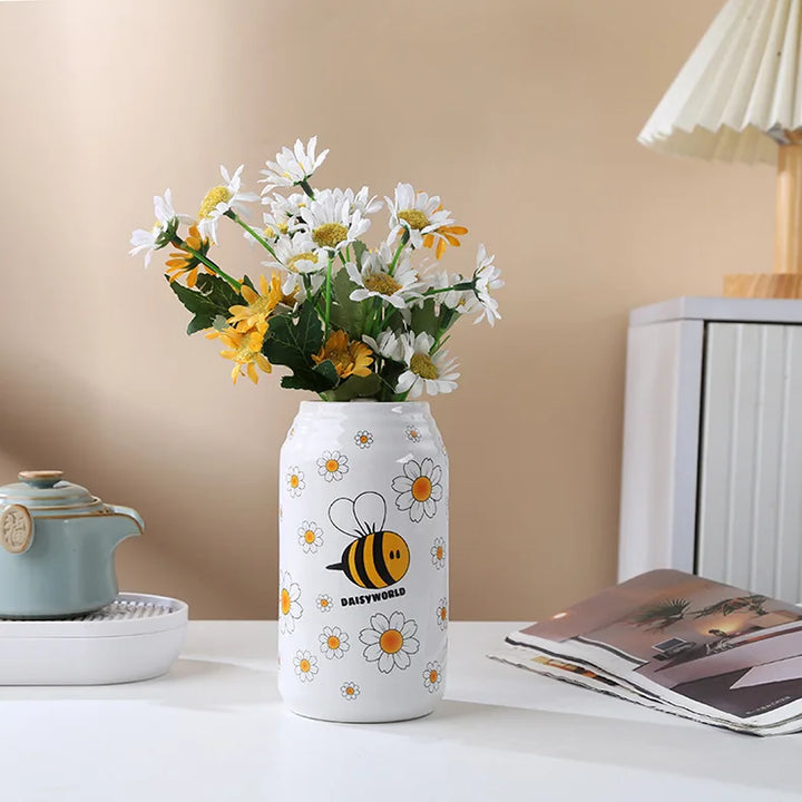 Pop Art Ceramic Can Vase – Modern Flower Holder