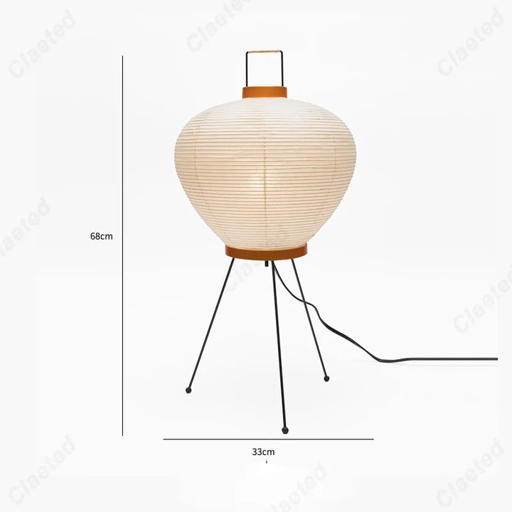 Minimalist Rice Paper LED Table Lamp – Retro Japanese Style Decorative Lighting for Bedroom & Living Room