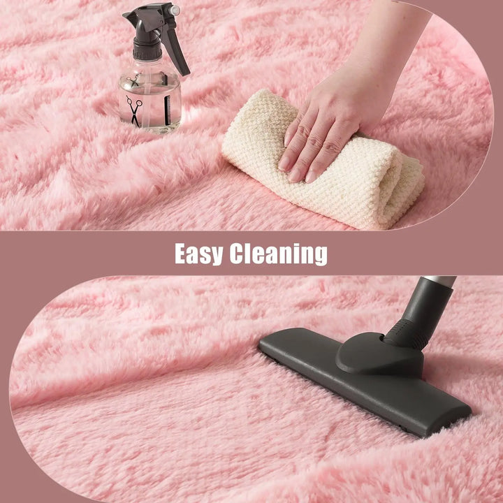 Pink Fluffy Plush Carpet – Large Kids Bedroom Area Rug