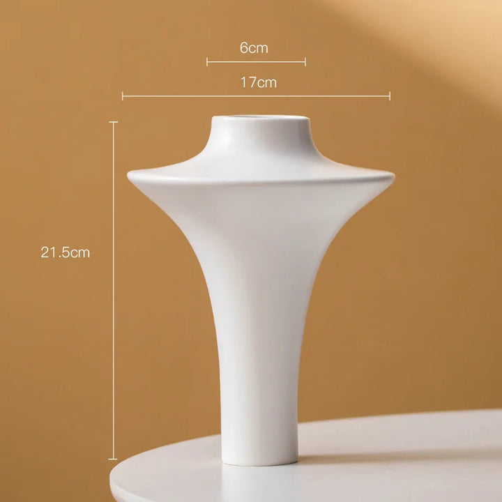 French Cream Ceramic Vase – Minimalist Nordic Centerpiece