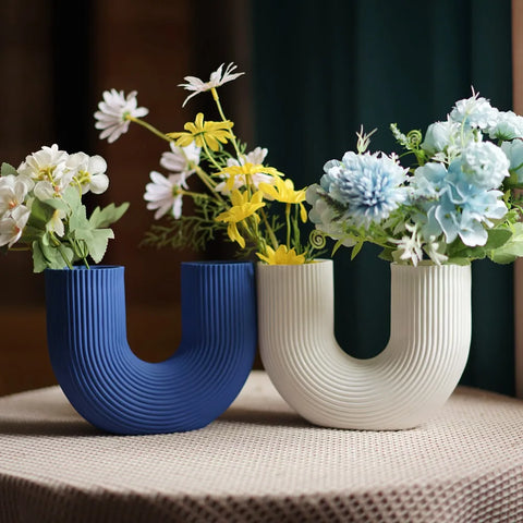 Nordic U-Shaped Resin Vase – Modern Home Table Decor
