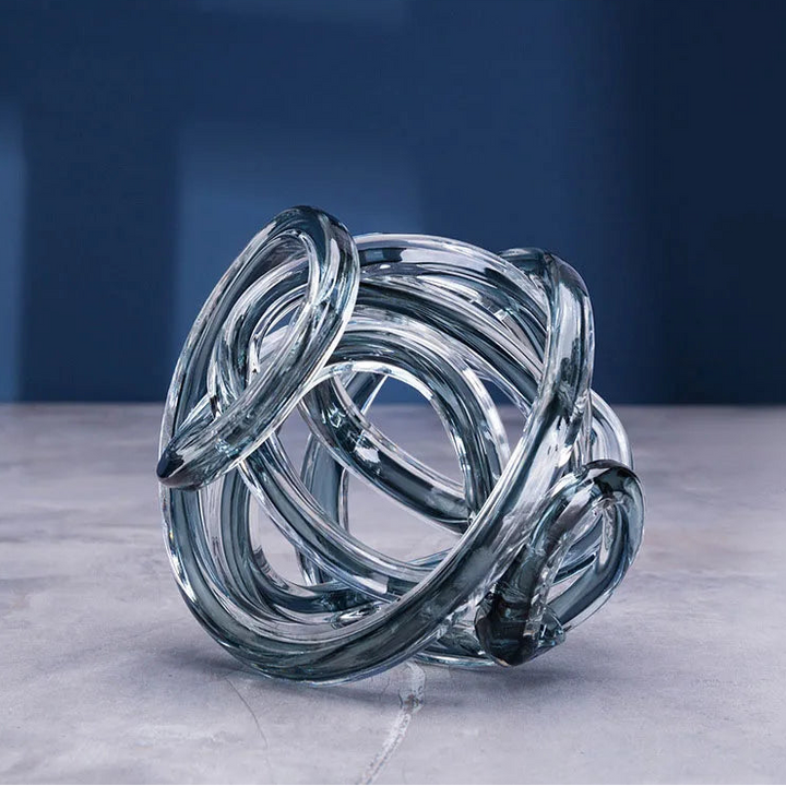 Twisted Glass Chain Sculpture – Modern Transparent Decor